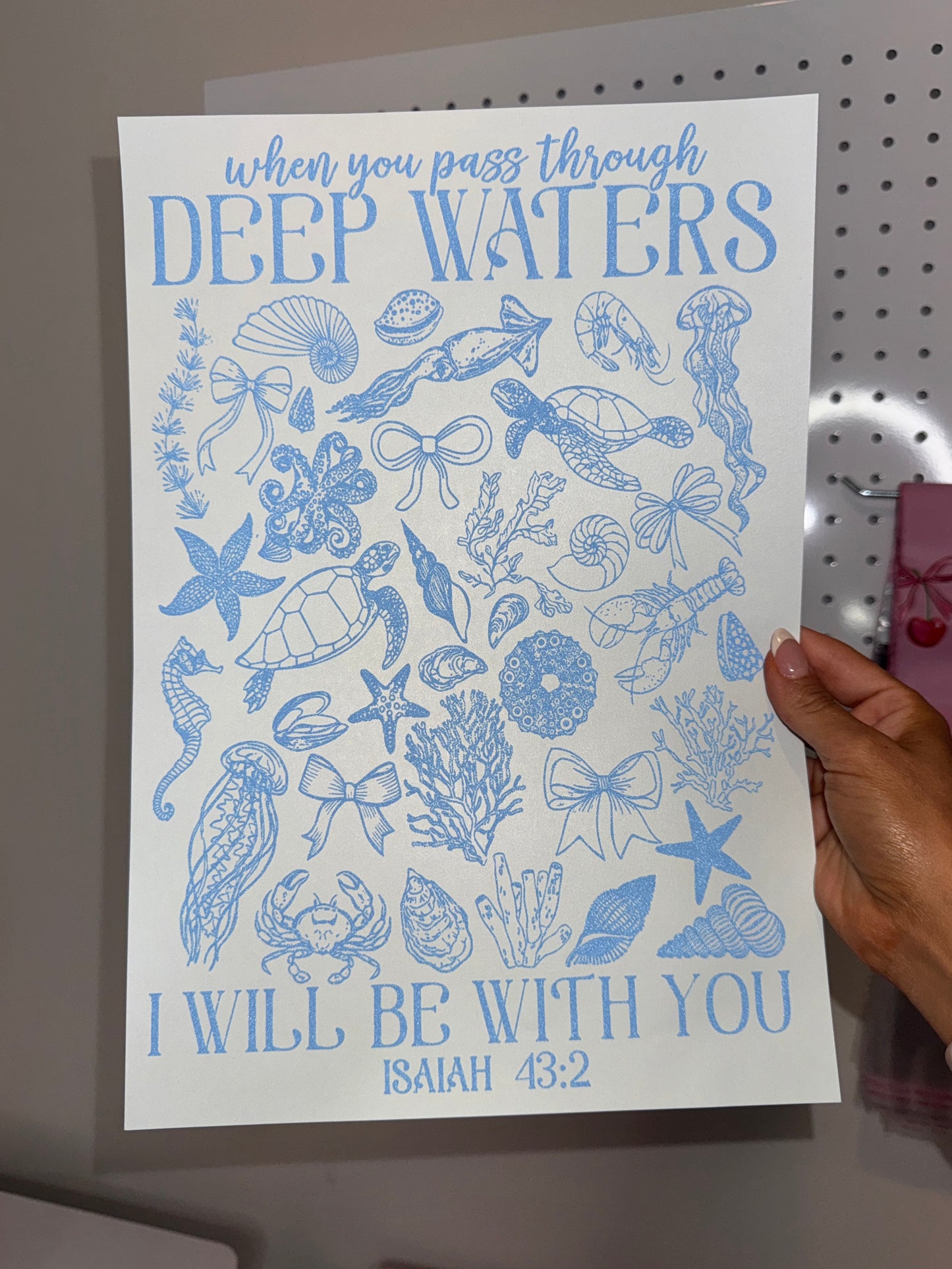 " When You Pass Through Deep Water I Will Be With You " Screen Print