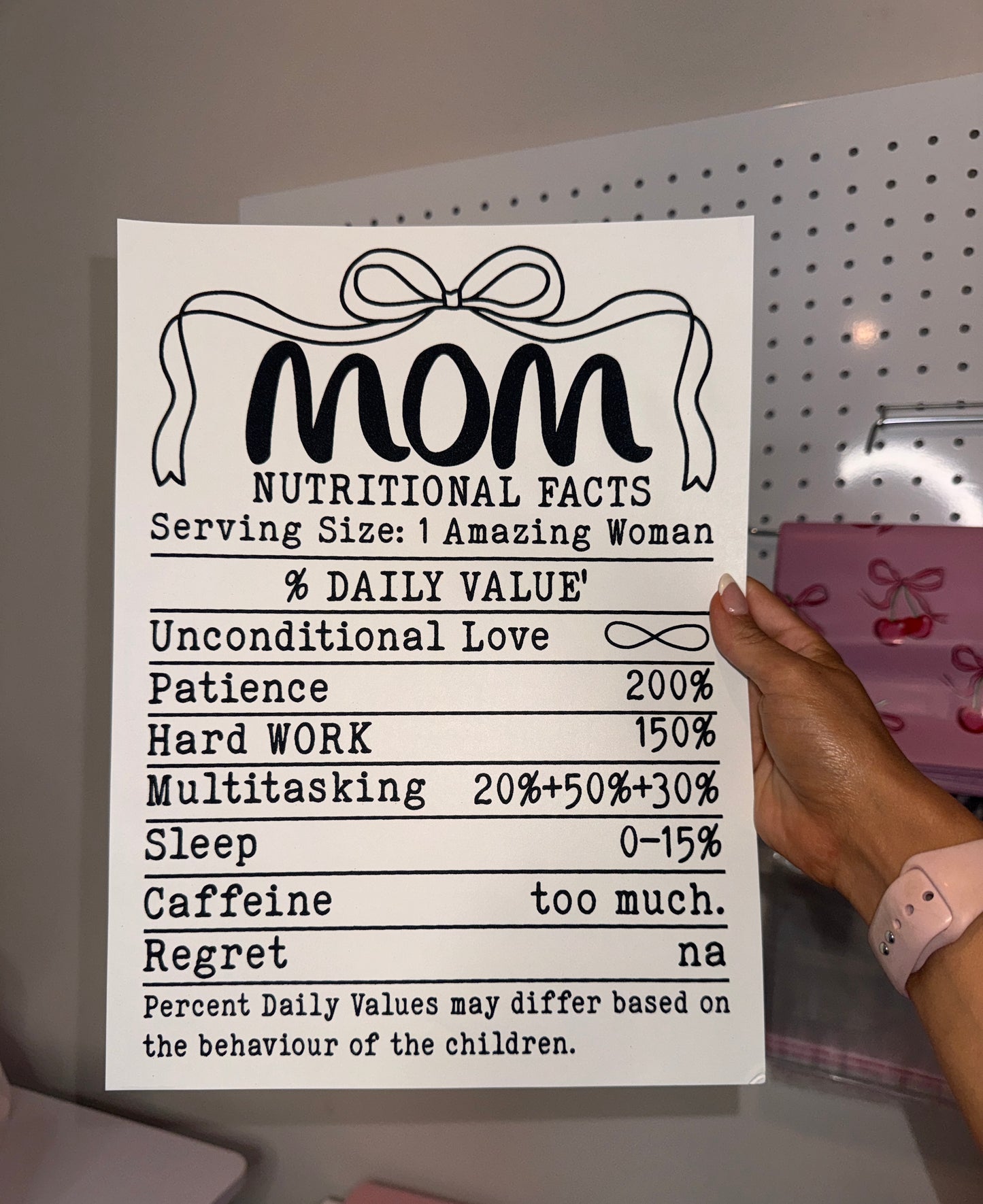 " Mom Nutritional Facts " - Single Color