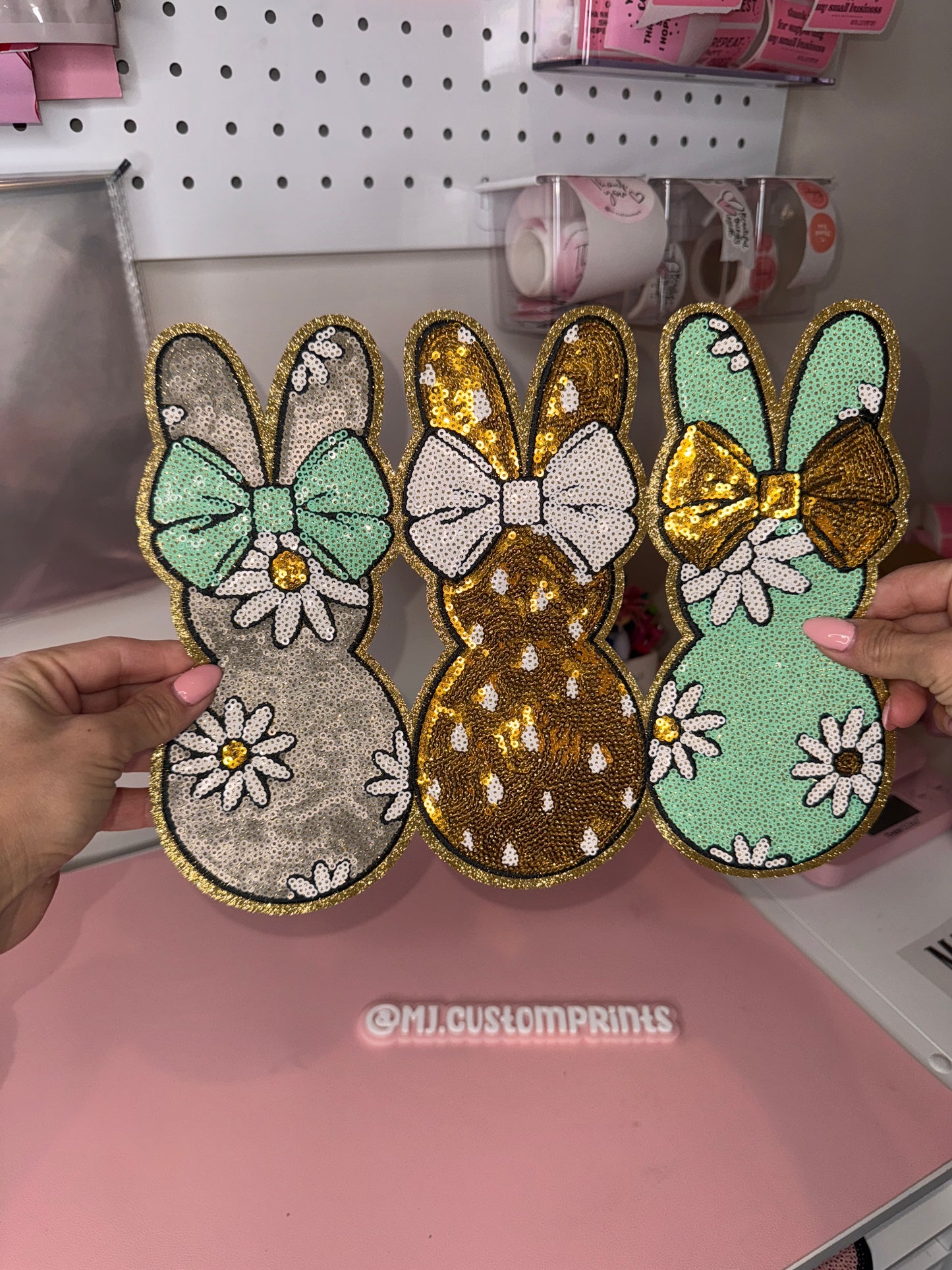 Trio Bunnies - Chenille Patch