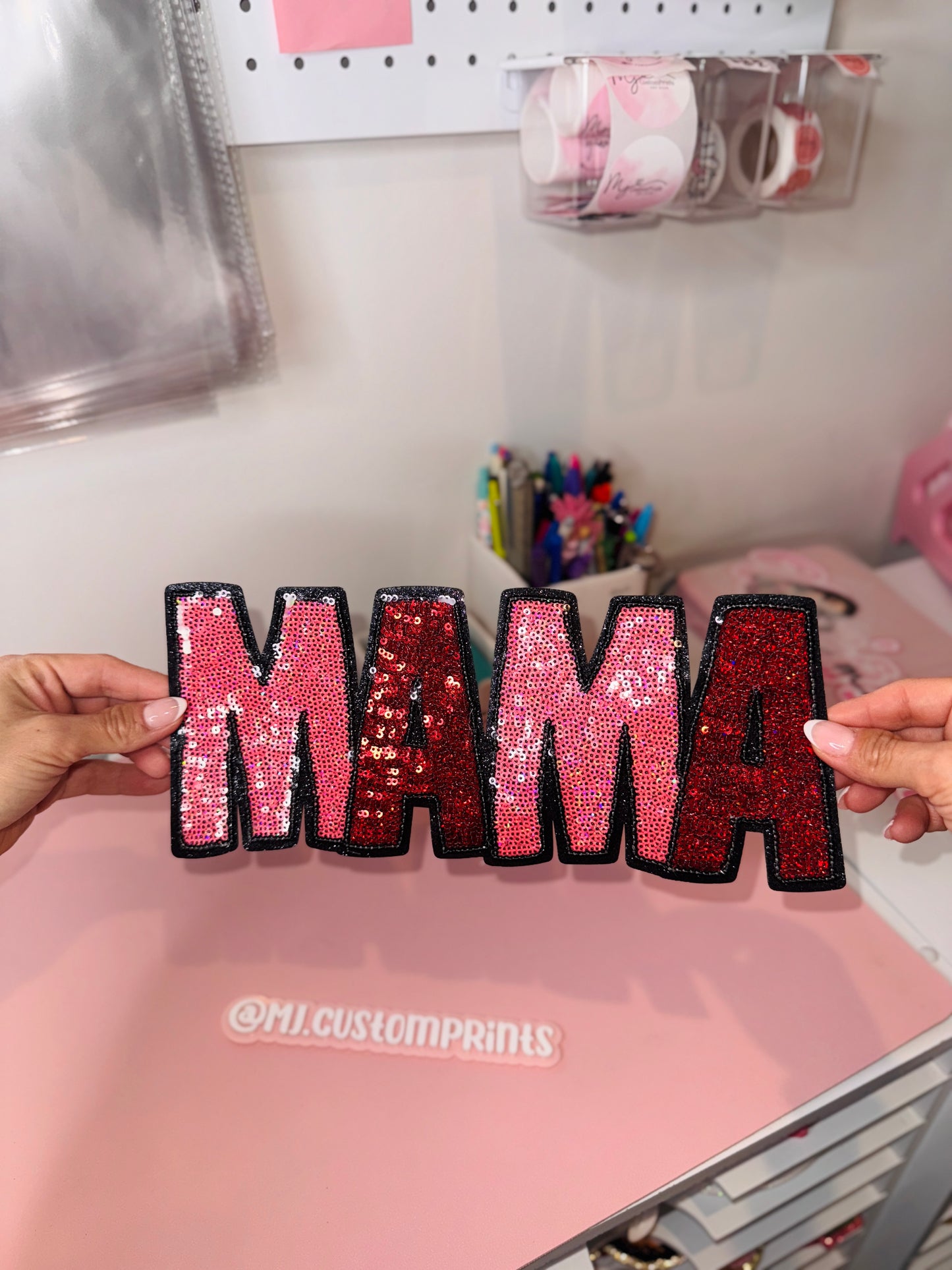 Red & Pink Mama - Sequin Patch