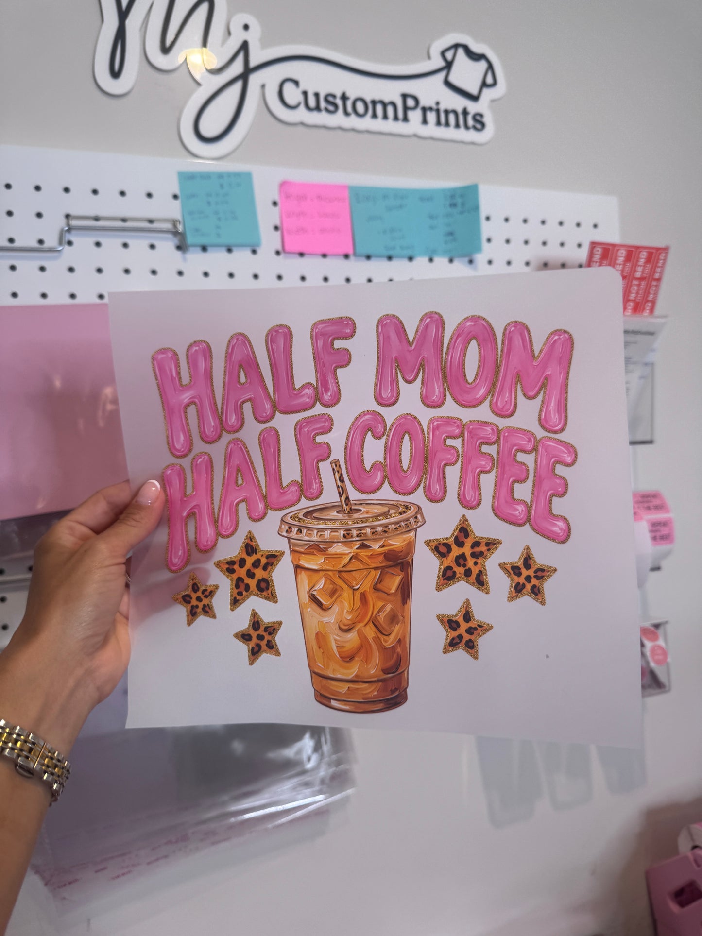 Half Mom Half Coffee Cheetah - DTF