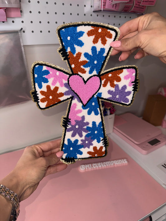 Heart Cross - Chenille Patchw