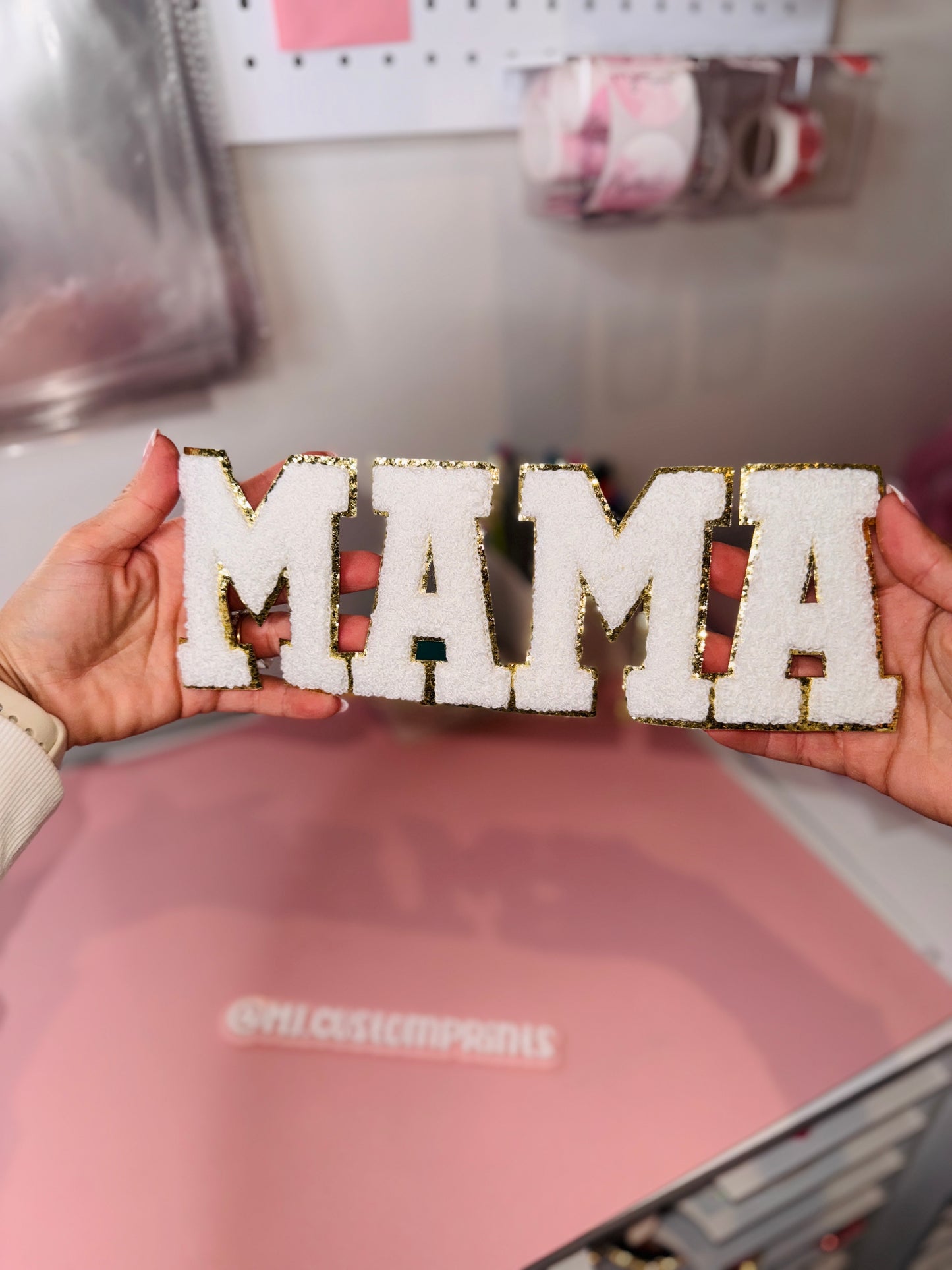 White & Gold Mama - Chenille Patch