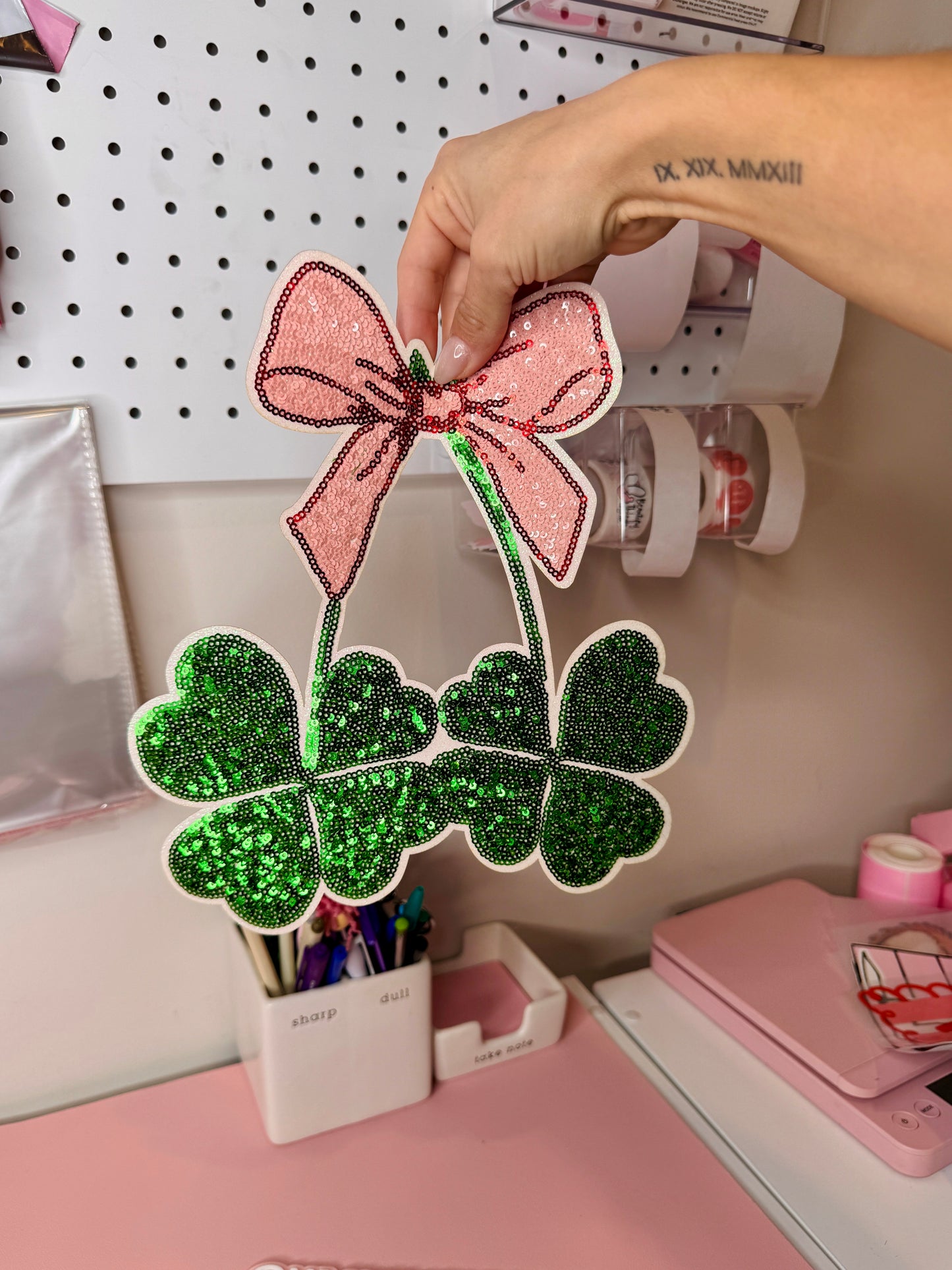 Shamrock Cherries Bow - Sequin Patch