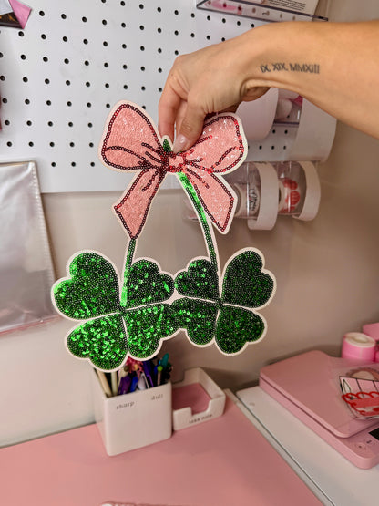 Shamrock Cherries Bow - Sequin Patch