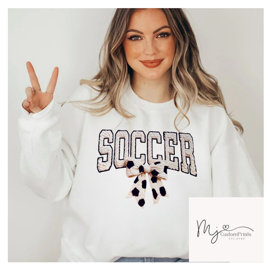 Faux Crochet Soccer Coquette - Screen Print