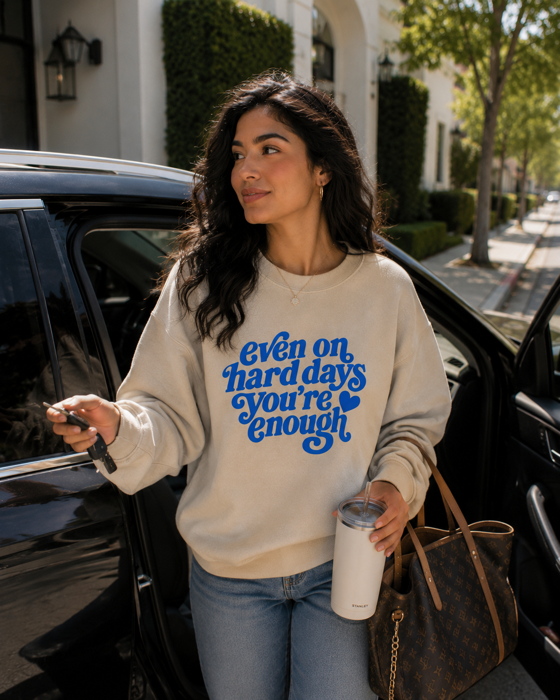 Even On Hard Days You Are Enough Puff Print Crewneck * EXCLUSIVE DESIGN*