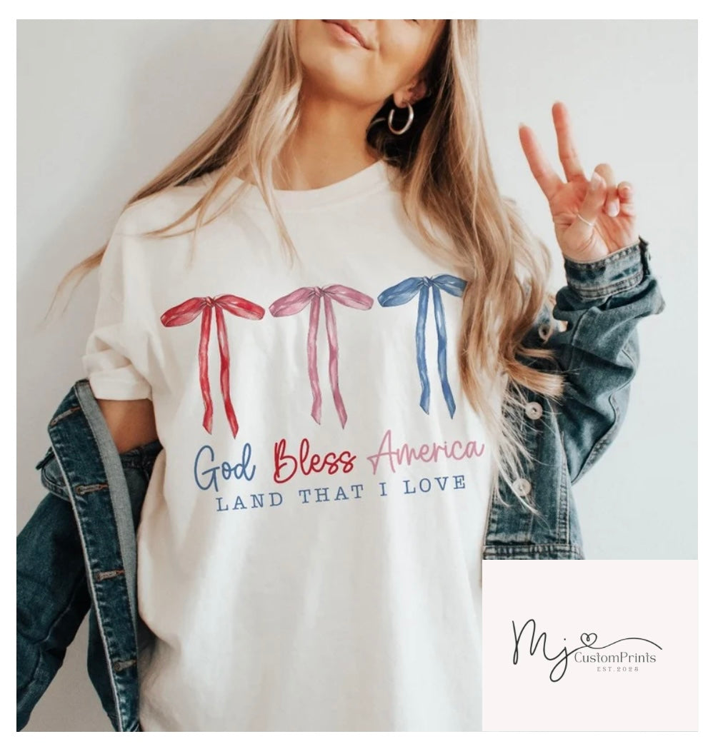 " God Bless America Bows " - Clear Film
