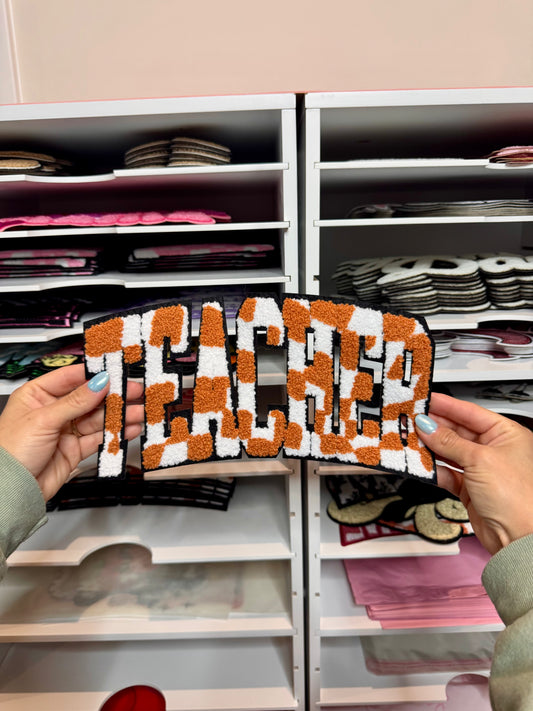 Brown Checkered Teacher - Embroidered Patch